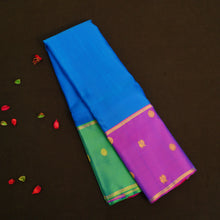 Load image into Gallery viewer, MS Blue Mubbagam Kanchipuram Silk Saree
