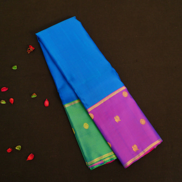 MS Blue Mubbagam Kanchipuram Silk Saree