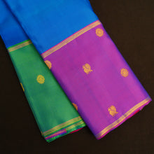 Load image into Gallery viewer, MS Blue Mubbagam Kanchipuram Silk Saree
