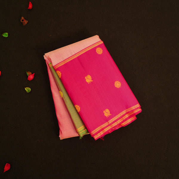 Onion Pink Mubbagam Kanchipuram Silk Saree
