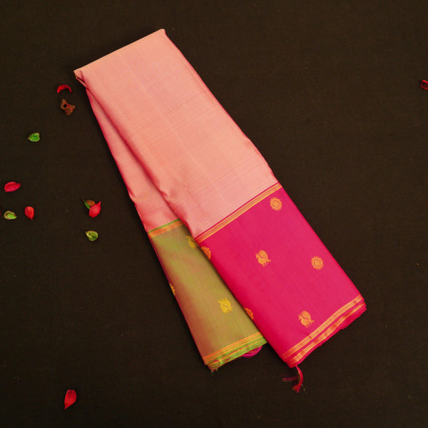 Onion Pink Mubbagam Kanchipuram Silk Saree