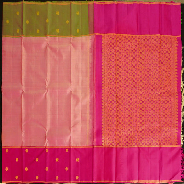 Onion Pink Mubbagam Kanchipuram Silk Saree