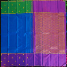 Load image into Gallery viewer, MS Blue Mubbagam Kanchipuram Silk Saree
