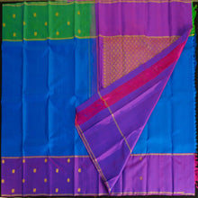 Load image into Gallery viewer, MS Blue Mubbagam Kanchipuram Silk Saree
