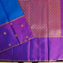 Load image into Gallery viewer, MS Blue Mubbagam Kanchipuram Silk Saree
