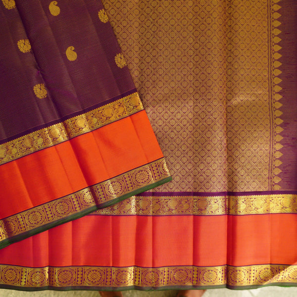 Purple Vaira Oosi Vintage Kanchipuram Silk Saree