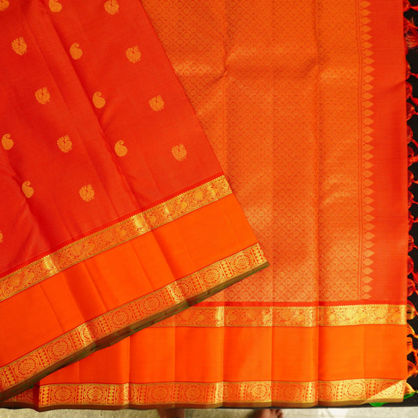 Chili Red Vaira Oosi Vintage Kanchipuram Silk Saree
