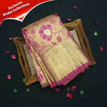 Load image into Gallery viewer, Full Gold Pure Zari Rani Pink Meenakari Brocade Bridal Tissue Saree

