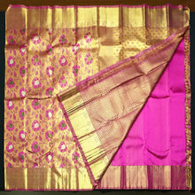 Load image into Gallery viewer, Full Gold Pure Zari Rani Pink Meenakari Brocade Bridal Tissue Saree
