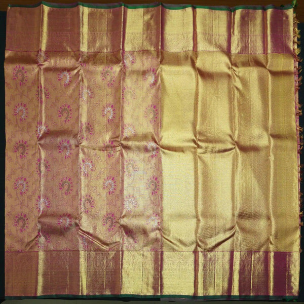 Full Gold Pure Zari Kanchipuram Silk Saree with Meena Brocade Design - Vivaaha Silks & Sarees
