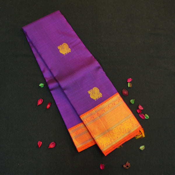Violet Korvai Border Vintage Kanchipuram Silk Saree