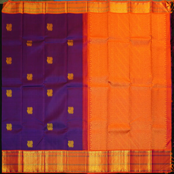 Violet Korvai Border Vintage Kanchipuram Silk Saree