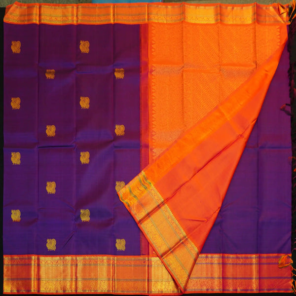 Violet Korvai Border Vintage Kanchipuram Silk Saree