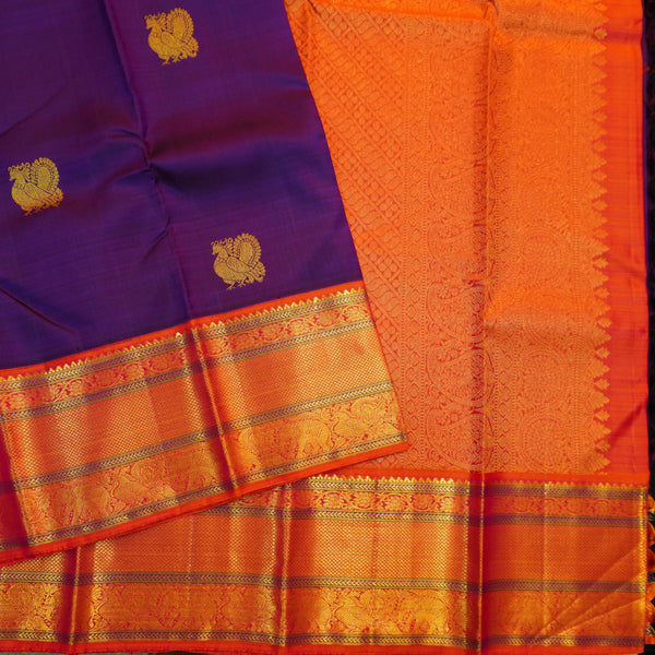 Violet Korvai Border Vintage Kanchipuram Silk Saree