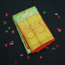 Load image into Gallery viewer, Full Tissue Green Exclusive Kanchipuram Silk Saree with Floral Zari Brocade
