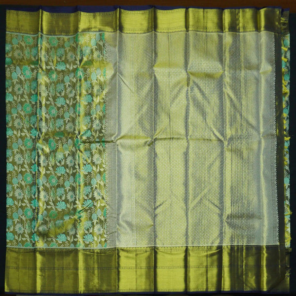 Mehandi green Tissue Exclusive Bridal Kanchipuram Silk Saree with Meenakari Design - Vivaaha Silks & Sarees