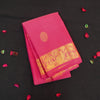 Peach pink Kanchipuram silk saree with gold annam and chakaram butta motifs, rich zari pallu, and traditional temple border – perfect for bridal and festive wear from Vivaaha Silks.