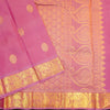 Baby pink Kanchipuram silk saree from Vivaaha Silks budget collection with golden annam and chakaram butta, rich zari pallu and traditional border.