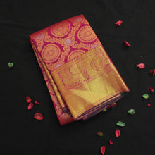 Load image into Gallery viewer, Rani Pink Bridal Kanchipuram Silk Saree with Gold Zari Brocade

