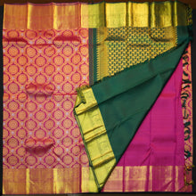 Load image into Gallery viewer, Rani Pink Bridal Kanchipuram Silk Saree with Gold Zari Brocade
