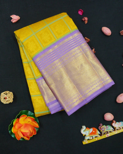 Marigold Yellow Kanchipuram Silk Saree Wedding Collections