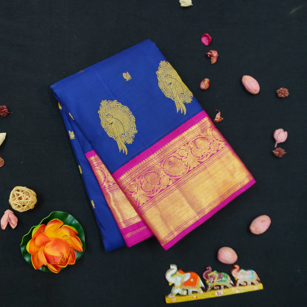Royal Blue Kanchipuram Silk Saree · Pure Silk Saree · Bridal Silk Saree · Handloom Silk Saree · Traditional South Indian Saree · Wedding Silk Saree · Luxury Silk Saree