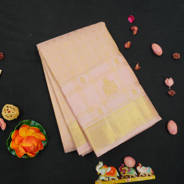 Peach Pink Kanchipuram Silk Saree · Pure Silk Saree · Bridal Silk Saree · Handloom Silk Saree · Traditional South Indian Saree · Wedding Silk Saree · Luxury Silk Saree . Designer Kanchipuram