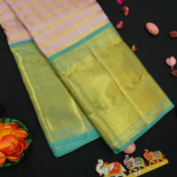 Pastel Pink Kanchipuram Silk Saree · Pure Silk Saree · Bridal Silk Saree · Handloom Silk Saree · Traditional South Indian Saree · Wedding Silk Saree · Luxury Silk Saree . Designer Kanchipuram