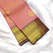 Load image into Gallery viewer, Rose Pink Kanchipuram Silk Saree with Golden Korvai Border and Butta Design
