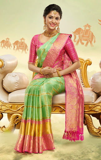 Bridal Kanchi Pattu pure silk Saree! Inframe - Syamala. Jwellery - Aqua  Diamond and jewels. 2021-12-19