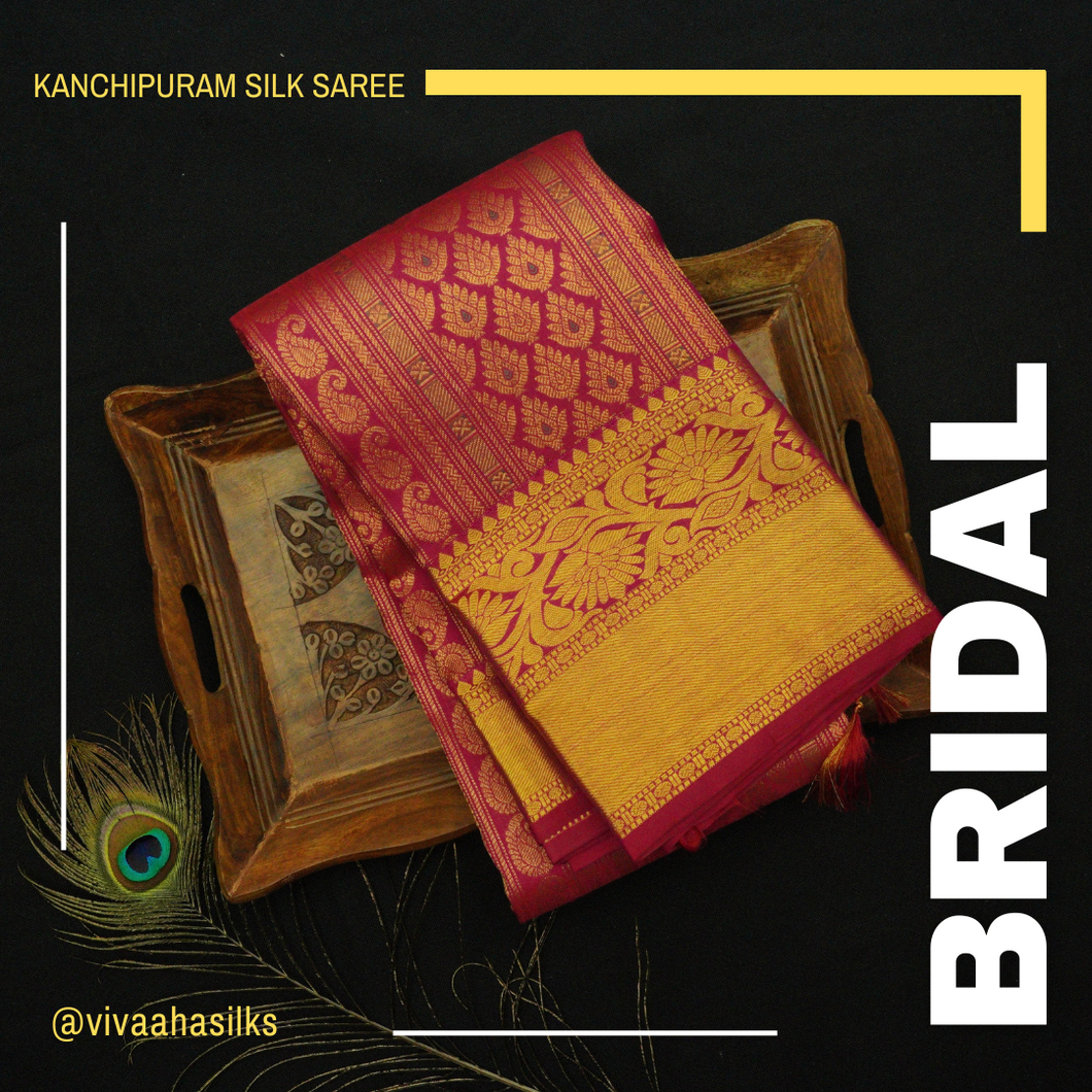Ruby Pink Kanjivaram Silk Saree with Exclusive Brocade Design