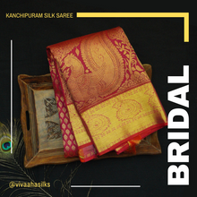 Load image into Gallery viewer, Araku Color Kanjivaram Bridal Silk Saree with Peacock Design
