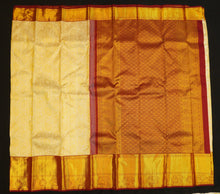 Load image into Gallery viewer, exclusive birdal kanjivaram silk sari in half white with maroon border
