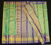 Load image into Gallery viewer, Seafoam Green Kanjivaram Bridal Silk Saree with Gold Jari Border
