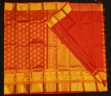 Load image into Gallery viewer, Chilli Red Kanjivaram Bridal Silk Saree with Dual Border Design
