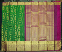 Load image into Gallery viewer, Emerald Green Long Border Kanchipuram Silk Saree
