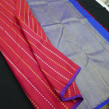 Load image into Gallery viewer, Red Borderless Saree in Kanchipuram Silks with barcode design
