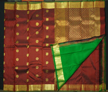 Load image into Gallery viewer, Small Border Kanchipuram Silk Saree in Wine Red
