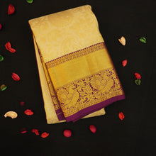 Load image into Gallery viewer, Half White Bridal Kanchipuram Silk Saree with Purple Border
