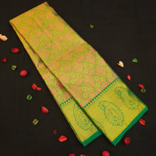 Load image into Gallery viewer, Lime Green bridal Kanchipuram Silk Saree 
