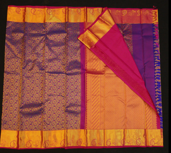 Violet with Pure Gold Zari Kanchipuram Silk Saree
