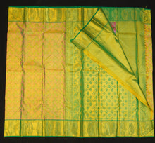 Load image into Gallery viewer, Lime Green bridal Kanchipuram Silk Saree 
