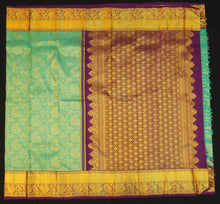 Load image into Gallery viewer, Sea Green Bridal Silk Saree with Purple Korvai Border

