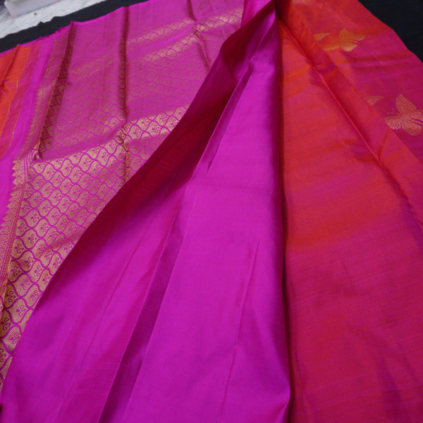 Dark Pink Borderless Kanchipuram Silk Saree