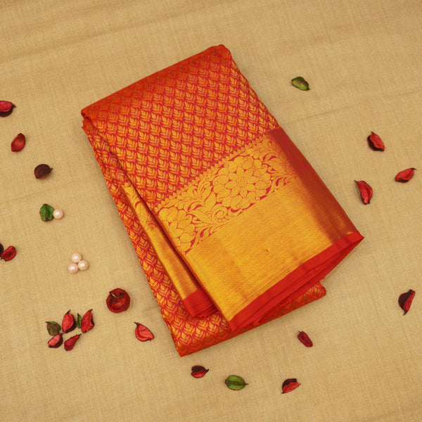 elegant red Kanchipuram Bridal Silk Saree 