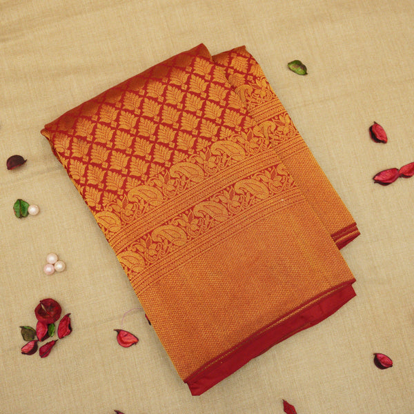 Red Kanchipuram Bridal Silk Saree with Traditional design