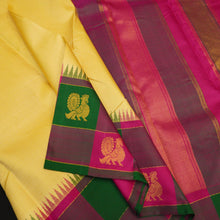 Load image into Gallery viewer, Half White Silk Saree with Multi Color Checked Temple Korvai Border 
