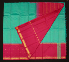 Load image into Gallery viewer, Teal Blue Temple Korvai Border Silk Saree

