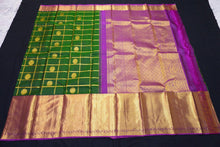 Load image into Gallery viewer, Kanchipuram Silk Saree in Green with Getti Gold Zari Border
