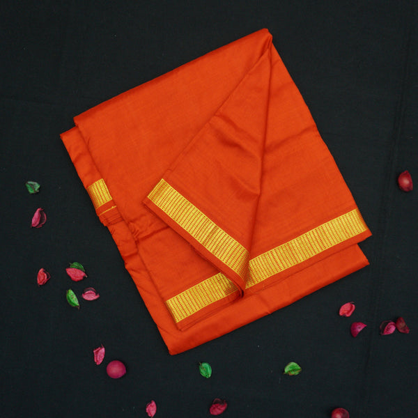 Orange Kanchipuram Pure Silk Saree - 10 Yard Saree - Vivaaha Silks & Sarees